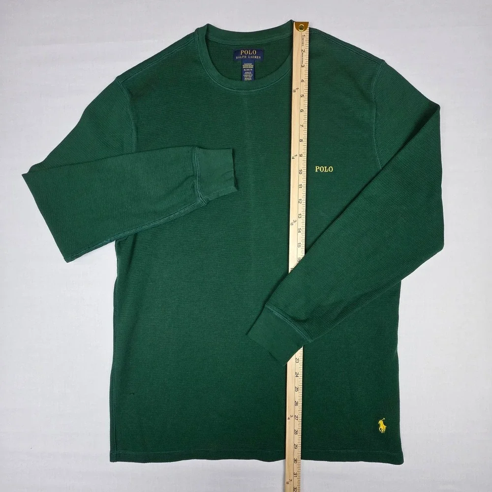Polo Ralph Lauren Waffle Knit Thermal Shirt Mens XL Green Cotton Blend Pony Logo